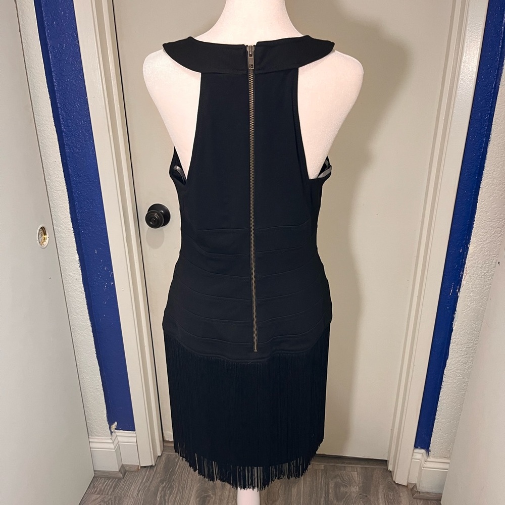 NWT Muse Exclusive Boston Proper Black Fringe Mini Cocktail Dress Size 8 - Picture 5 of 7